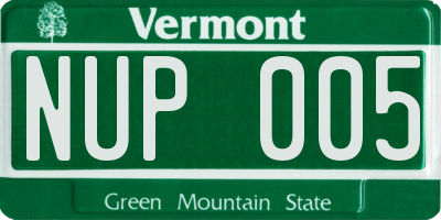 VT license plate NUP005