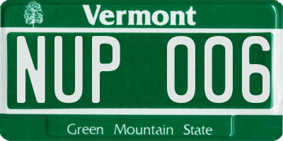 VT license plate NUP006