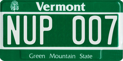 VT license plate NUP007