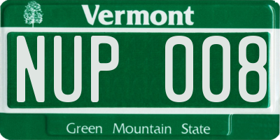 VT license plate NUP008