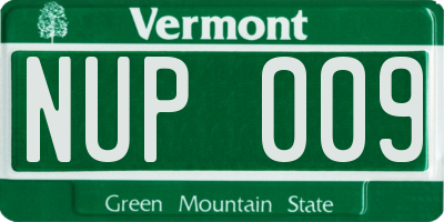 VT license plate NUP009