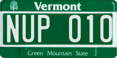 VT license plate NUP010