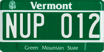 VT license plate NUP012