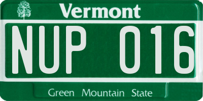 VT license plate NUP016