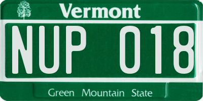 VT license plate NUP018