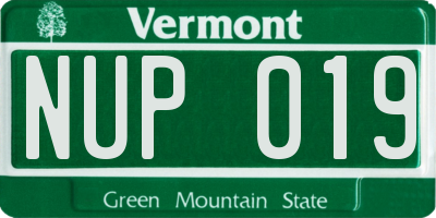 VT license plate NUP019