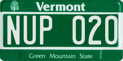 VT license plate NUP020