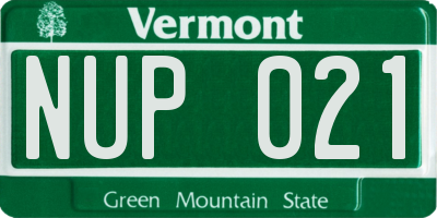 VT license plate NUP021