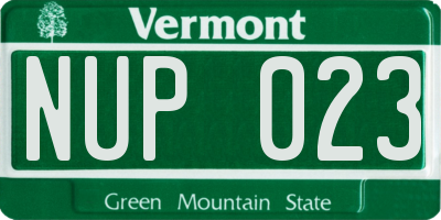 VT license plate NUP023