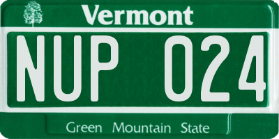 VT license plate NUP024