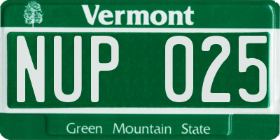 VT license plate NUP025