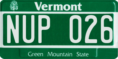 VT license plate NUP026