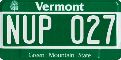 VT license plate NUP027