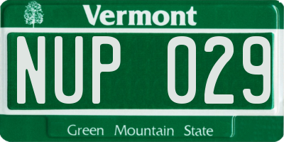 VT license plate NUP029