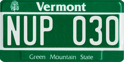 VT license plate NUP030
