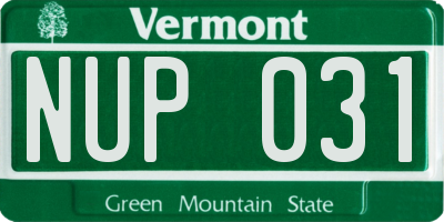 VT license plate NUP031