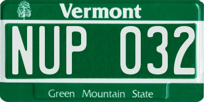 VT license plate NUP032