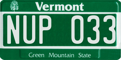 VT license plate NUP033