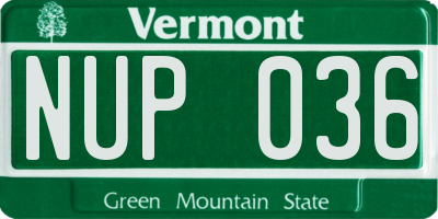 VT license plate NUP036