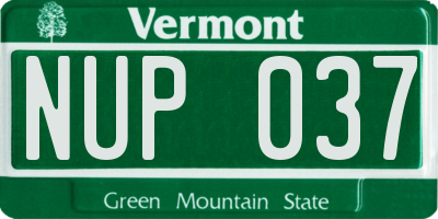 VT license plate NUP037