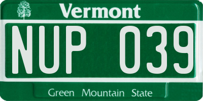VT license plate NUP039