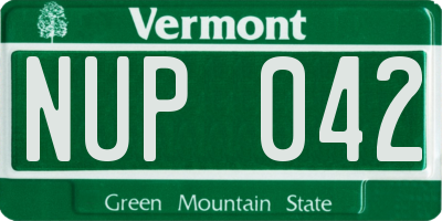 VT license plate NUP042