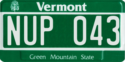 VT license plate NUP043