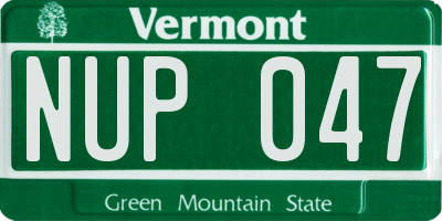 VT license plate NUP047