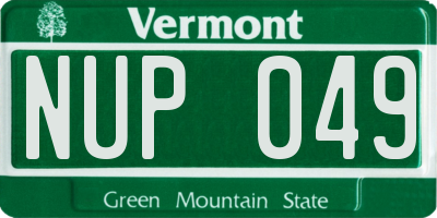 VT license plate NUP049