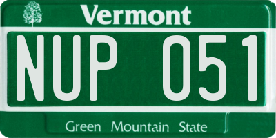 VT license plate NUP051