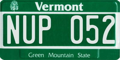 VT license plate NUP052