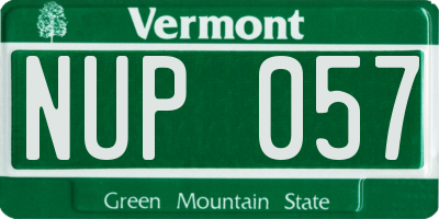 VT license plate NUP057