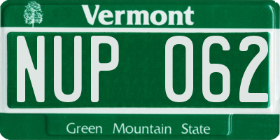 VT license plate NUP062