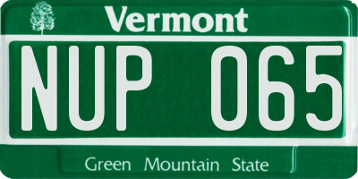 VT license plate NUP065