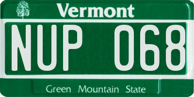 VT license plate NUP068