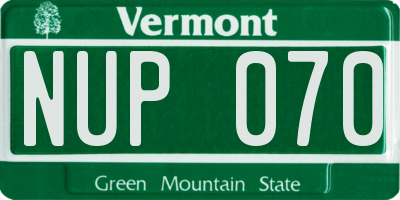 VT license plate NUP070