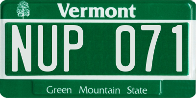 VT license plate NUP071