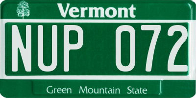 VT license plate NUP072