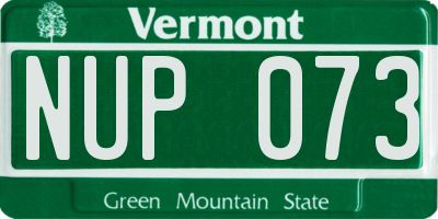 VT license plate NUP073
