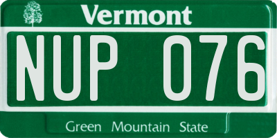 VT license plate NUP076