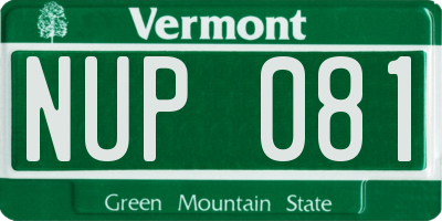 VT license plate NUP081