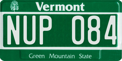 VT license plate NUP084
