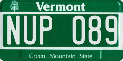 VT license plate NUP089
