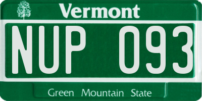 VT license plate NUP093