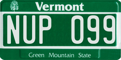 VT license plate NUP099