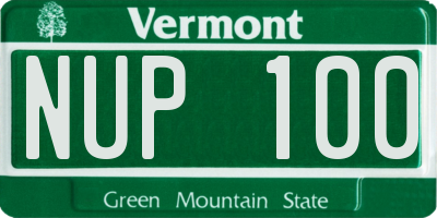 VT license plate NUP100