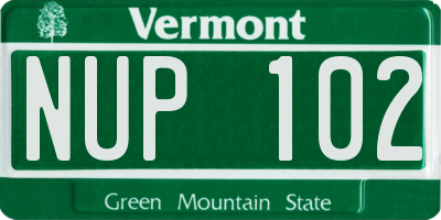 VT license plate NUP102