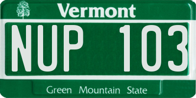VT license plate NUP103