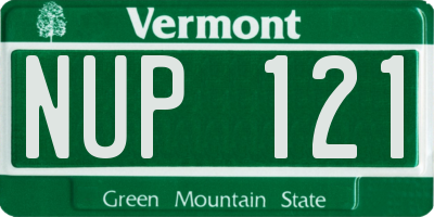 VT license plate NUP121