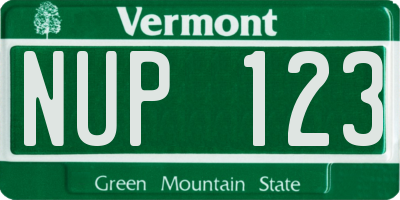 VT license plate NUP123